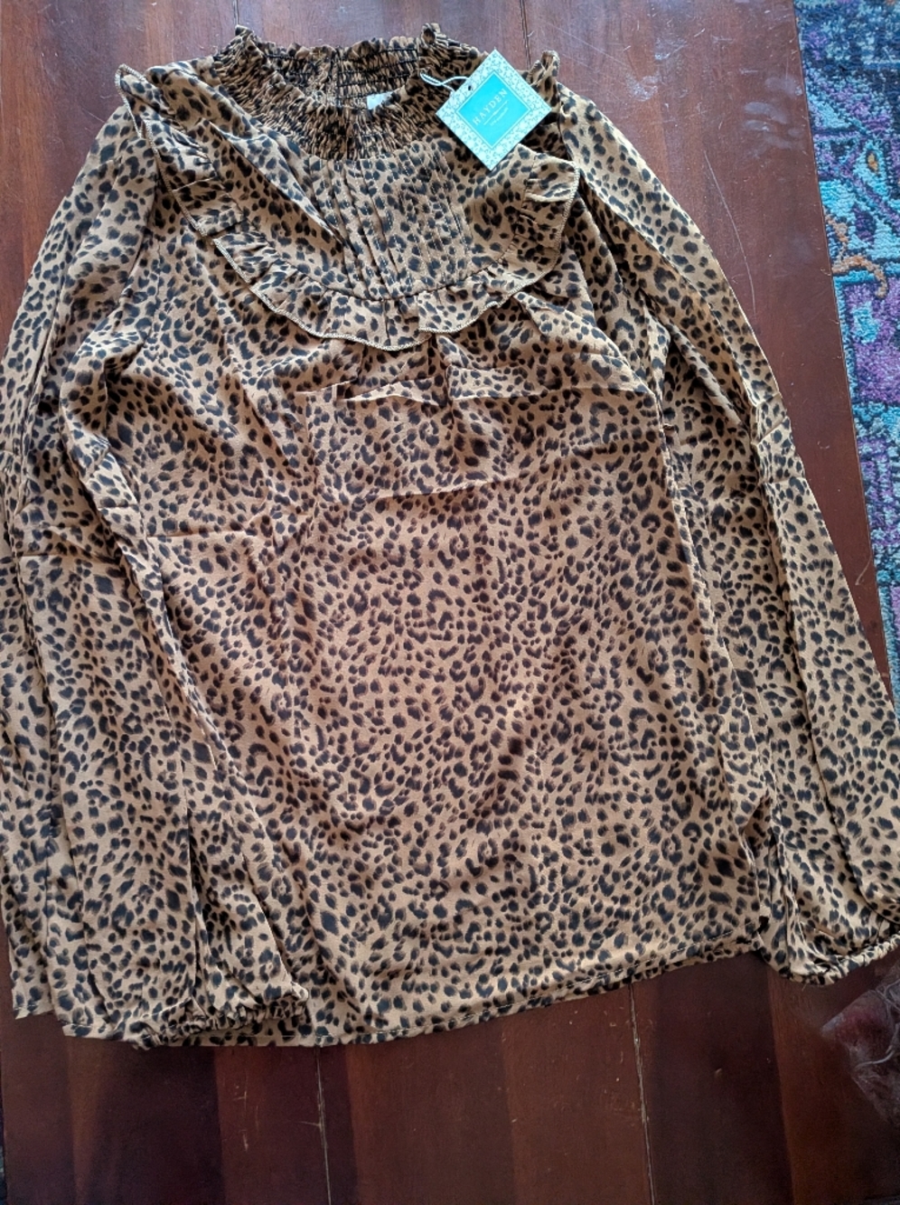 Hayden Leopard Print long sleeve top in Brown and Black